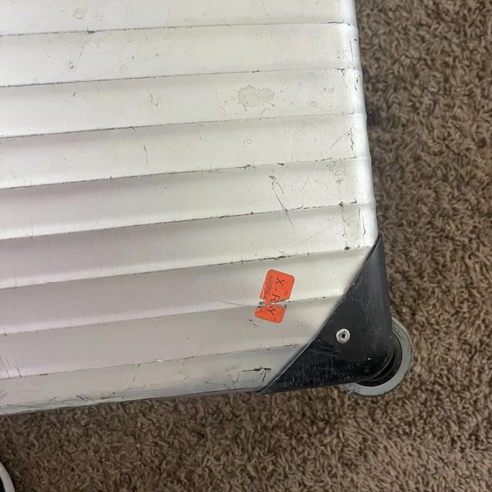 Vintage Rimowa Large Suitcase Two Wheeled Silver Aluminum Trunk Made in‎ Germany